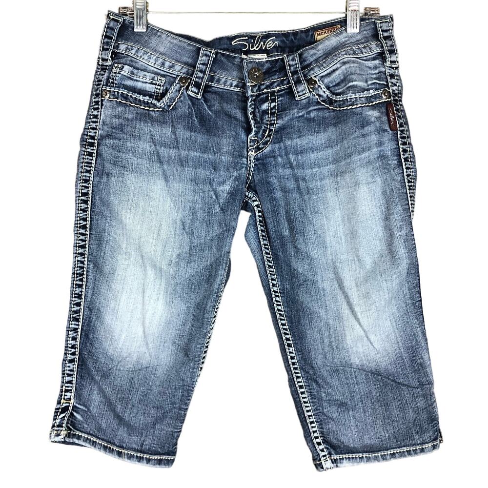 Silver Womens Jeans Blue Denim Mckenzie Crop Above The Knee Stretch W28